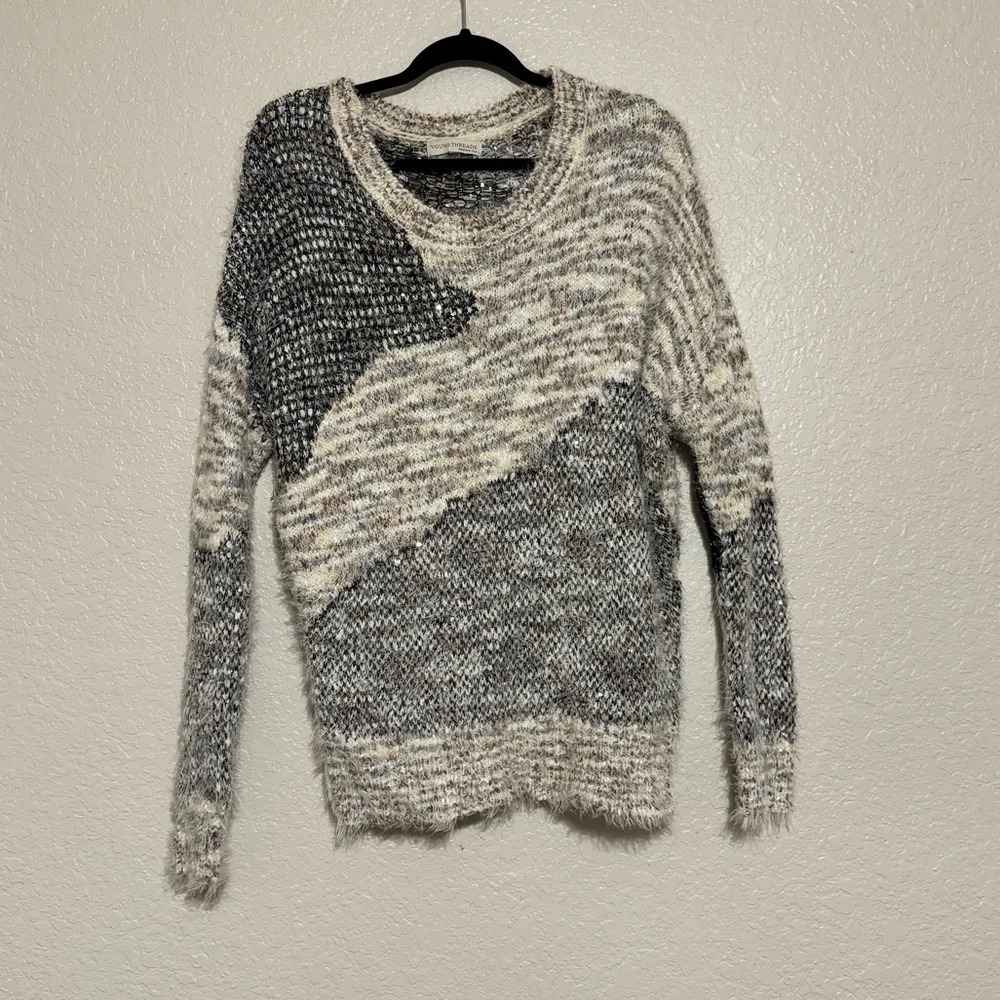 Young Threads Women Large Hairy Eyelash Sweater